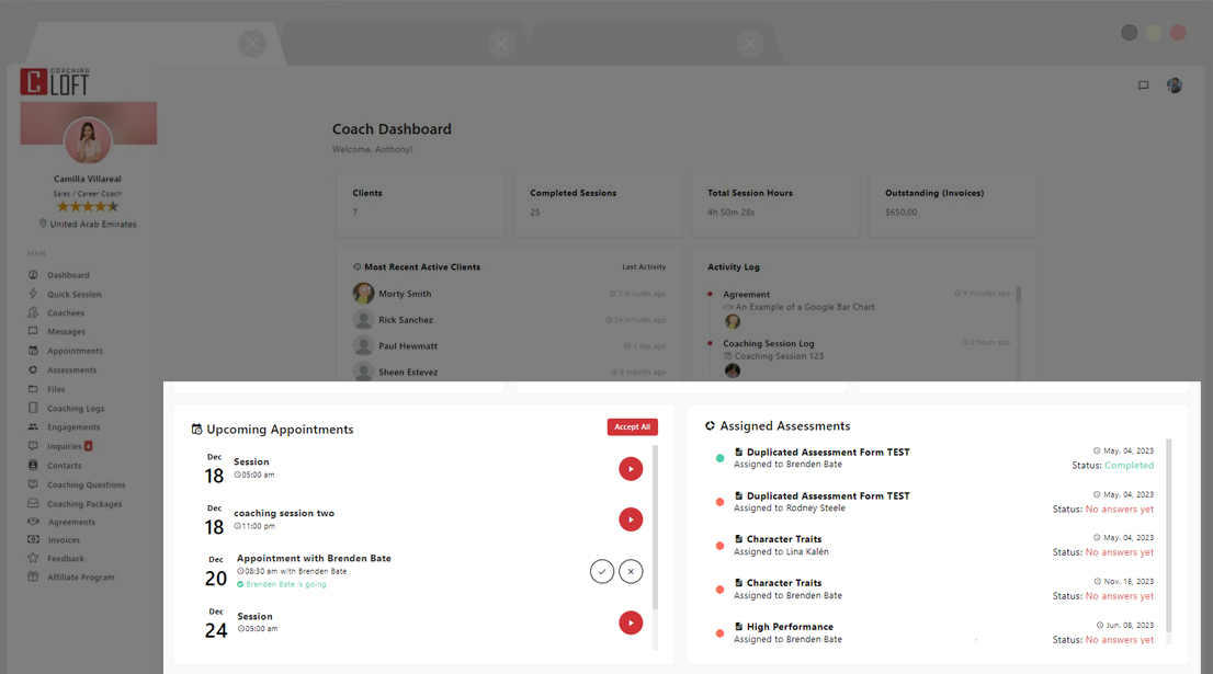 Coaching Dashboard