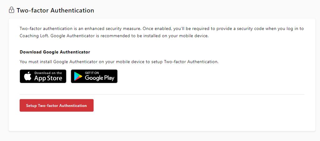 Secure your account by enabling Two-factor Authentication