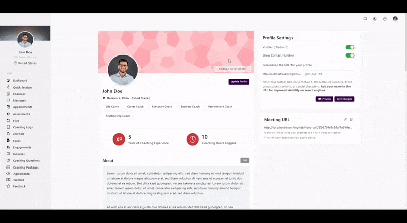 Set Coaching Profile Cover Photo
